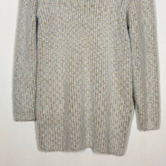 Lulus Sweet Whispers Sweater Dress Med Ivory Turtleneck Soft Cozy Eyelash Knit - Picture 5 of 11